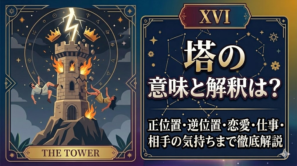 【XVI】塔の意味と解釈は？正位置・逆位置・恋愛・仕事・相手の気持ちまで徹底解説